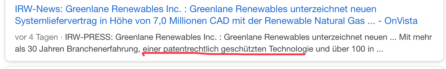 Greenlane Renewables Inc. 1158964