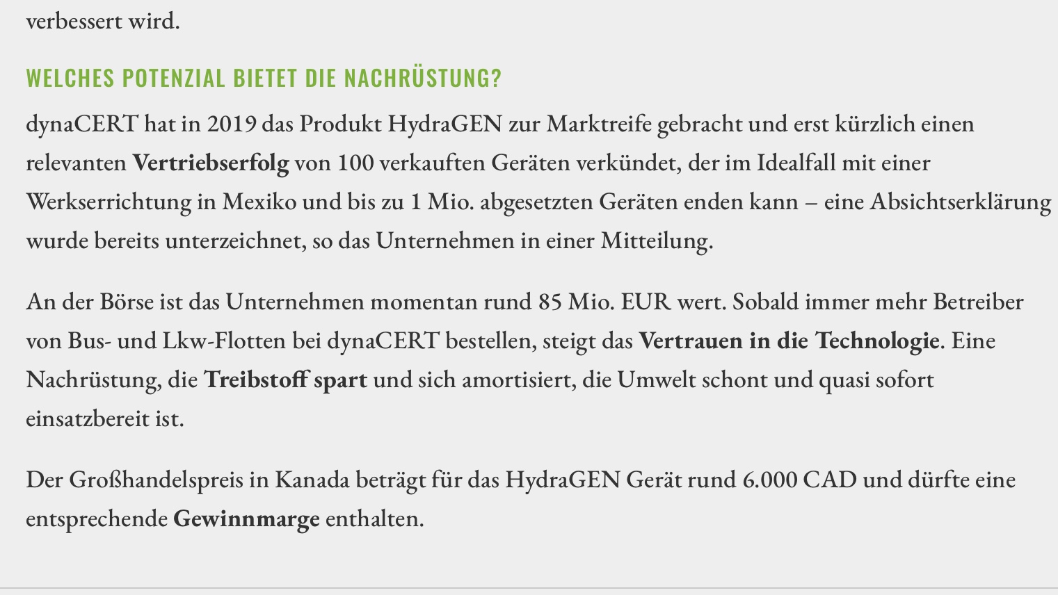 Nachrüsteinheit für saubere Dieselverbrennung 1130694