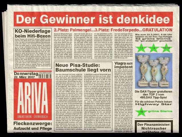 497.DAX Tipp-Spiel, Donnerstag, 22.03.07, 17.45 Uh 89108