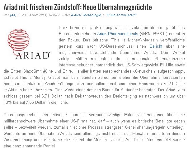 Ariad Pharma on the Top 685620