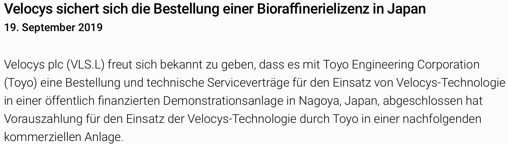 Velocys Aktie mit viel Potential ! 1160448