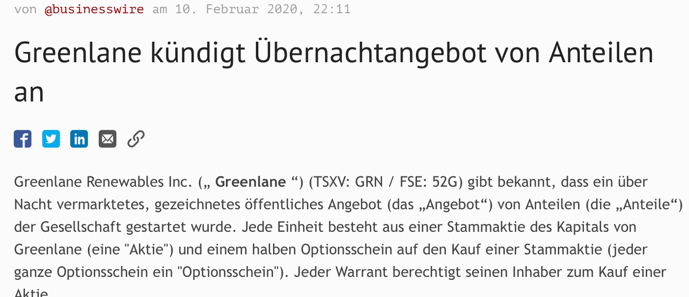 Greenlane Renewables Inc. 1159168