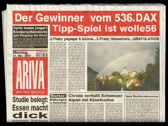 537.DAX Tipp-Spiel, Dienstag, 22.05.07, 17.45 Uhr, 99220