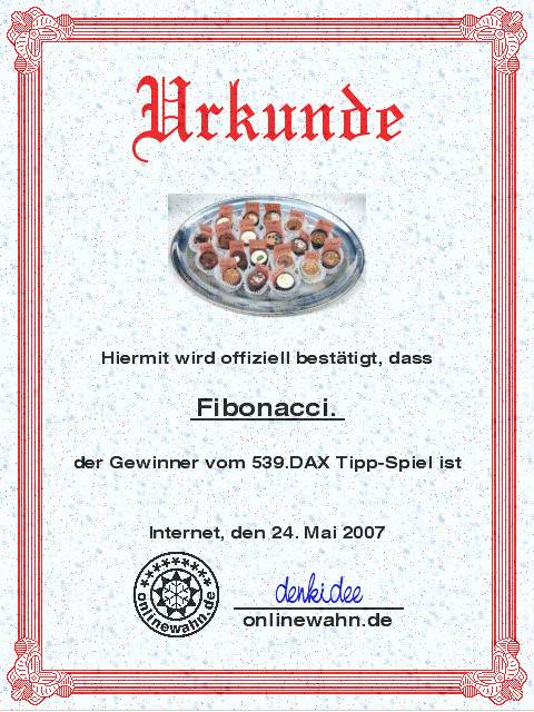 539.DAX Tipp-Spiel, Donnerstag, 24.05.07 99800