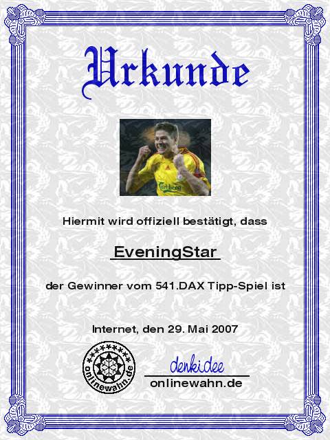 541.DAX Tipp-Spiel, Dienstag, 29.05.07, 17.45 Uhr, 100535