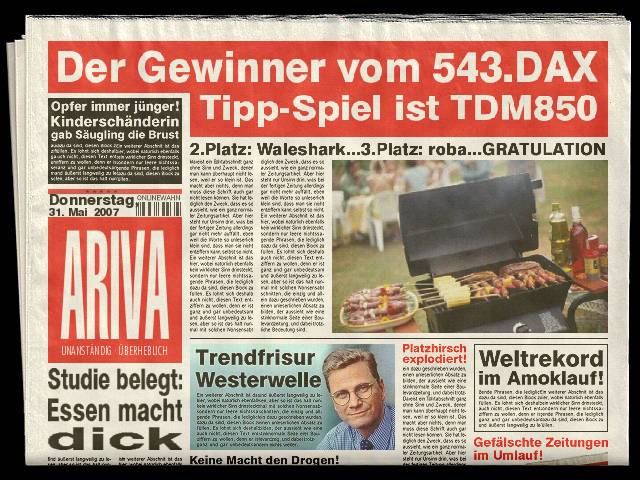 543.DAX Tipp-Spiel, Donnerstag, 31.05.07 100963