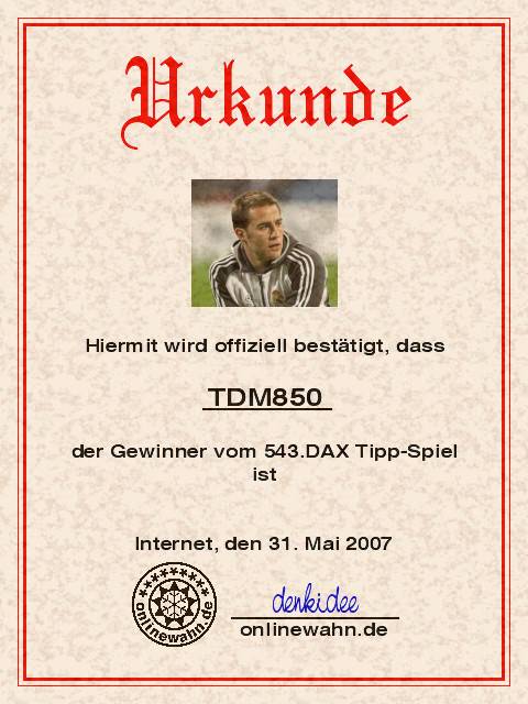 543.DAX Tipp-Spiel, Donnerstag, 31.05.07 100964