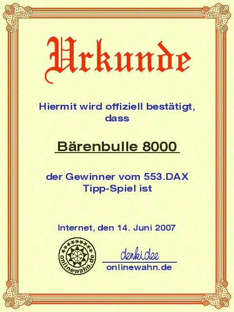 553.DAX Tipp-Spiel, Donnerstag, 14.06.07 103394