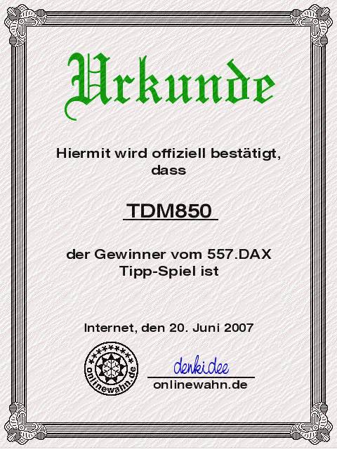 557.DAX Tipp-Spiel, Mittwoch, 20.06.07 104486