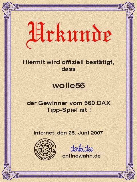 560.DAX Tipp-Spiel, Montag, 25.06.07 105386