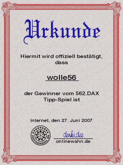 562.DAX Tipp-Spiel, Mittwoch, 27.06.07 105740