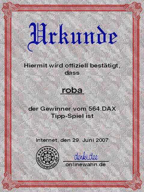 564.DAX Tipp-Spiel, Freitag, 29.06.07 106278