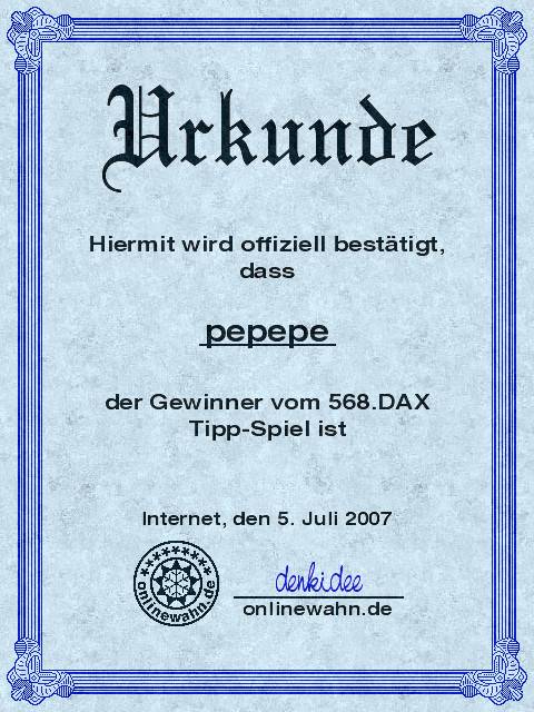567.DAX Tipp-Spiel, Mittwoch, 04.07.07 107358