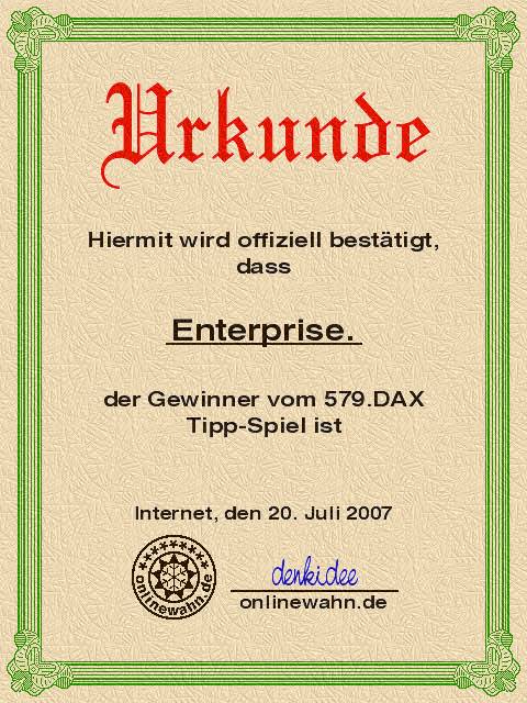 579.DAX Tipp-Spiel, Freitag, 20.07.07, 17.45 Uhr, 110134