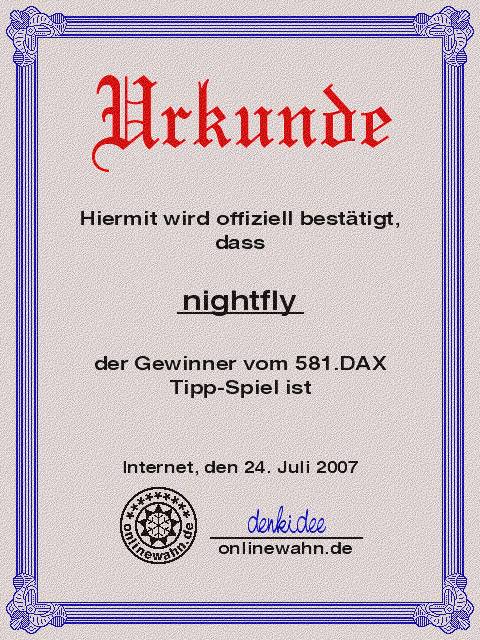581.DAX Tipp-Spiel, Dienstag, 24.07.07 110701