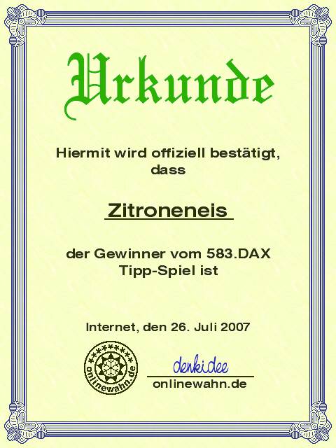 583.DAX Tipp-Spiel, Donnerstag, 26.07.07 111109