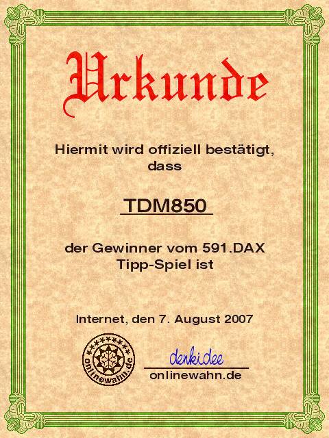 590.DAX Tipp-Spiel, Montag, 06.08.07 113278