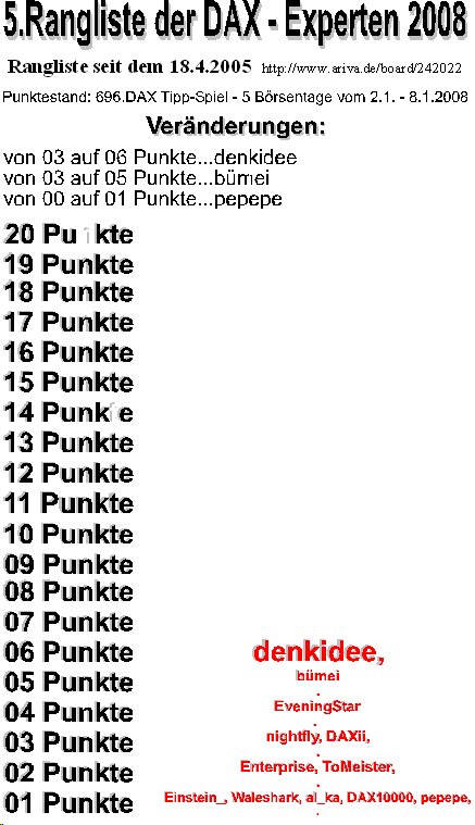 Die Rangliste der DAX - Experten 2008 140460
