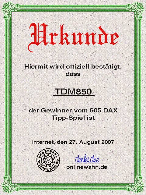 605.DAX Tipp-Spiel, Montag, 27.08.07 116841