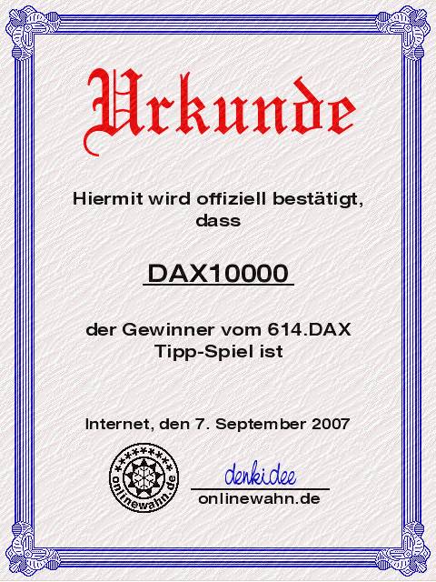 614.DAX Tipp-Spiel, Freitag, 07.09.07, 17.45 Uhr, 119072