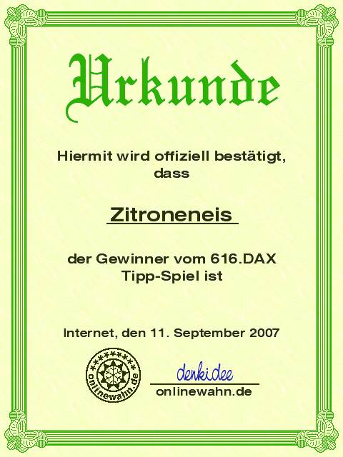 616.DAX Tipp-Spiel, Dienstag, 11.09.07, 17.45 Uhr, 119618