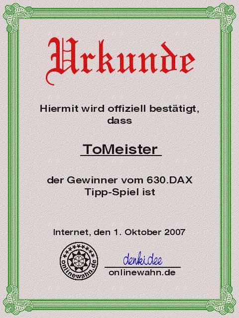 630.DAX Tipp-Spiel, Montag, 01.10.07 123015