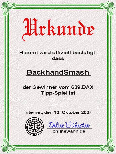 639.DAX Tipp-Spiel, Freitag, 12.10.07 125182