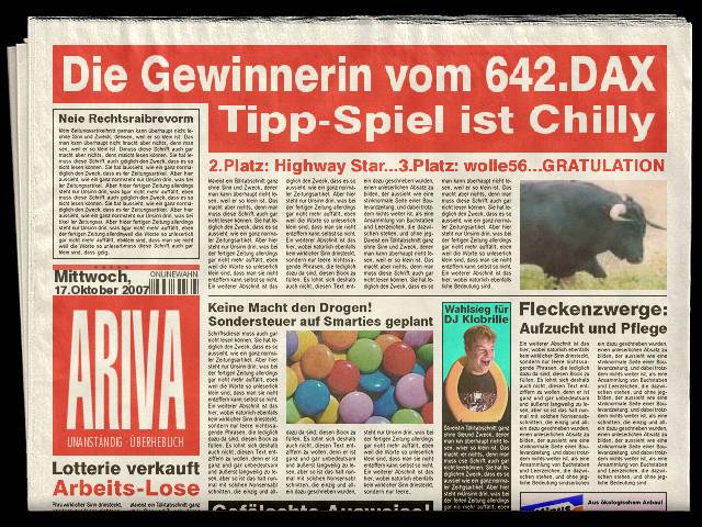 642.DAX Tipp-Spiel, Mittwoch, 17.10.07 125990