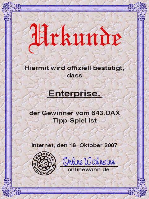 642.DAX Tipp-Spiel, Mittwoch, 17.10.07 126254