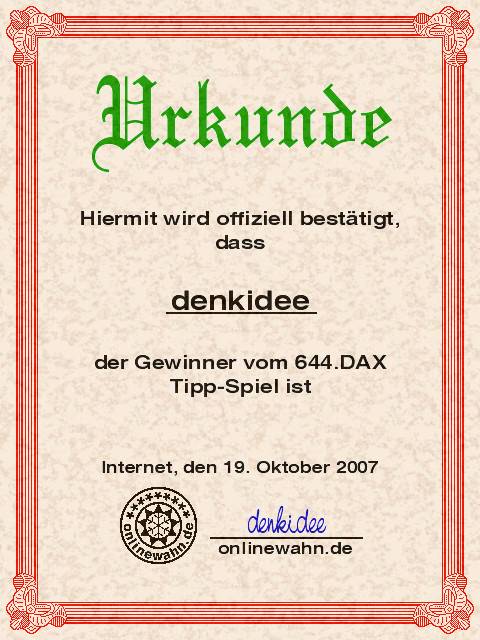 643.DAX Tipp-Spiel, Donnerstag, 18.10.07 126491
