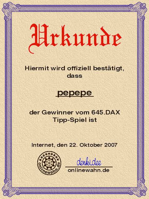 645.DAX Tipp-Spiel, Montag, 22.10.07 126925
