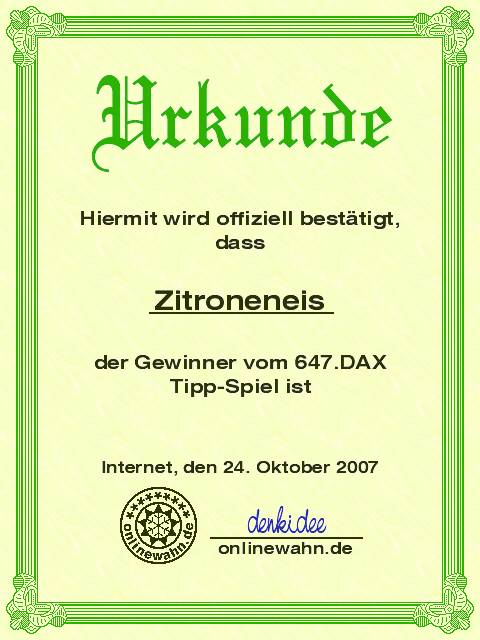 647.DAX Tipp-Spiel, Mittwoch, 24.10.07 127386