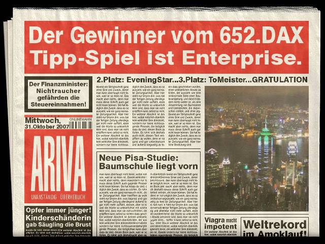 653.DAX Tipp-Spiel, Donnerstag, 01.11.07 128920
