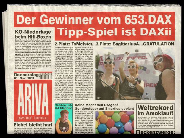653.DAX Tipp-Spiel, Donnerstag, 01.11.07 129036