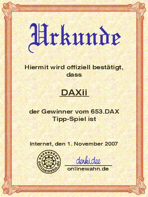 653.DAX Tipp-Spiel, Donnerstag, 01.11.07 129039