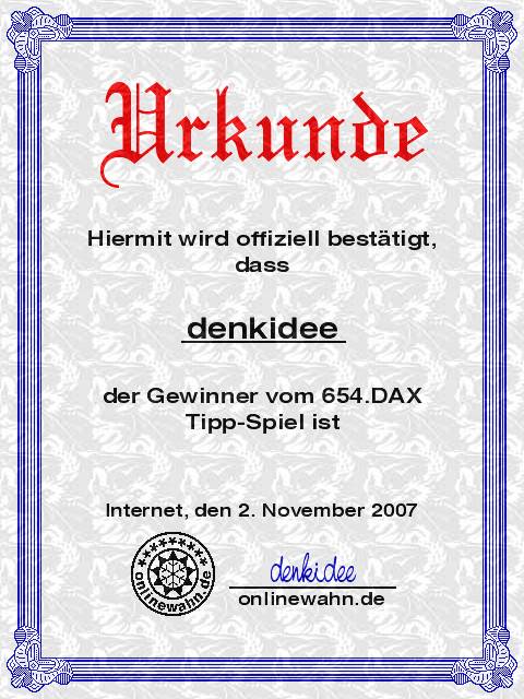 653.DAX Tipp-Spiel, Donnerstag, 01.11.07 129245