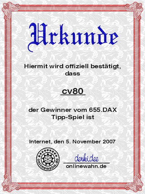 654.DAX Tipp-Spiel, Freitag, 02.11.07 129506