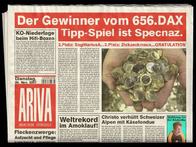 656.DAX Tipp-Spiel, Dienstag, 06.11.07, 17.45 Uhr, 129716