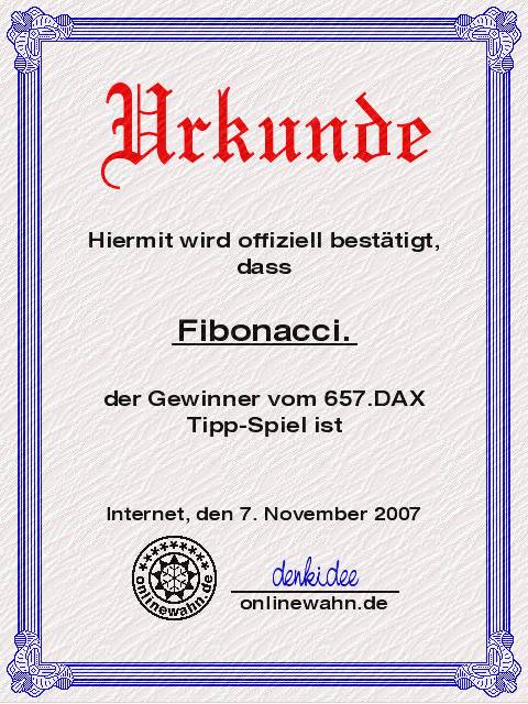 657.DAX Tipp-Spiel, Mittwoch, 07.11.07 129984