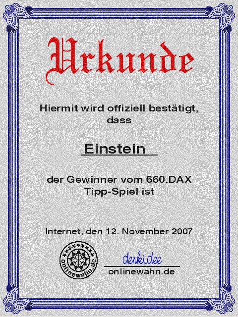 660.DAX Tipp-Spiel, Montag, 12.11.07 130775