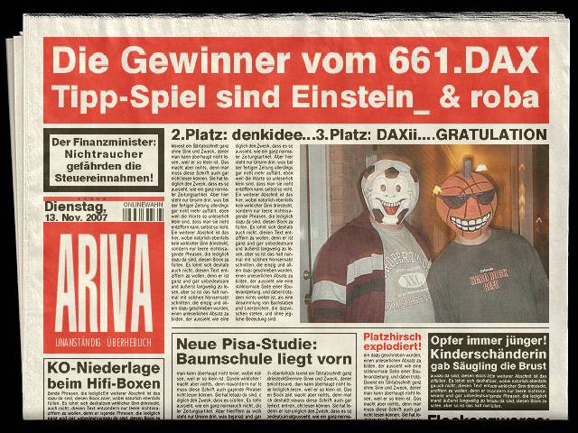 662.DAX Tipp-Spiel, Mittwoch, 14.11.07, 17.45 Uhr, 131080