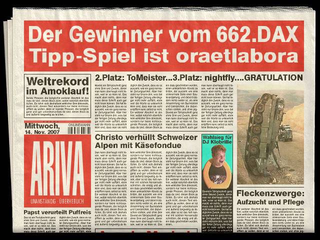 662.DAX Tipp-Spiel, Mittwoch, 14.11.07, 17.45 Uhr, 131188