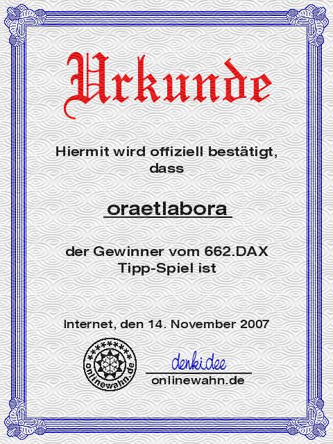 661.DAX Tipp-Spiel, Dienstag, 13.11.07 131191