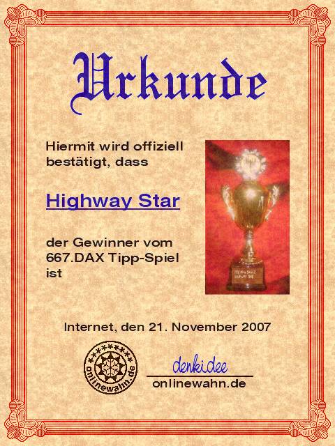 667.DAX Tipp-Spiel, Mittwoch, 21.11.07 132253