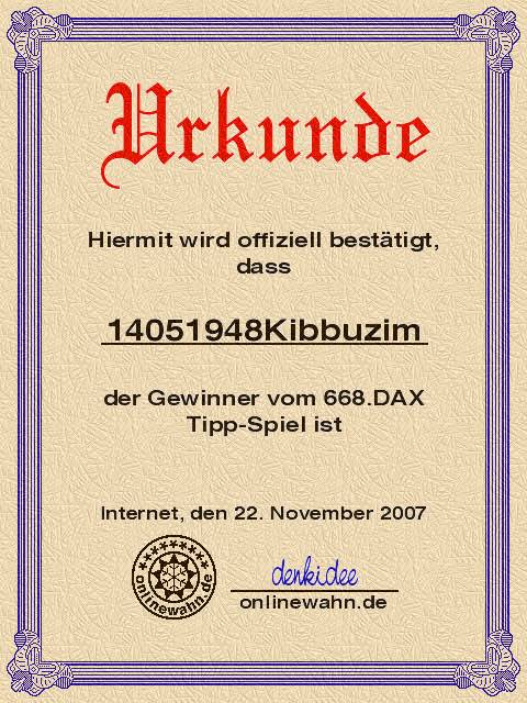 667.DAX Tipp-Spiel, Mittwoch, 21.11.07 132465