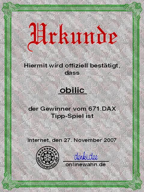 670.DAX Tipp-Spiel, Montag, 26.11.07 133272