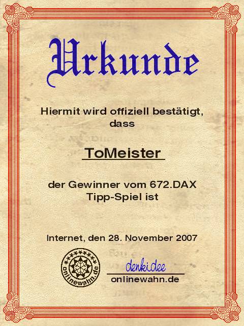 672.DAX Tipp-Spiel, Mittwoch, 28.11.07 133497