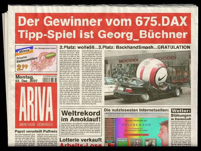 675.DAX Tipp-Spiel, Montag, 03.12.07 134376