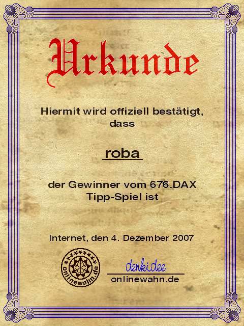 676.DAX Tipp-Spiel, Dienstag, 04.12.07 134602