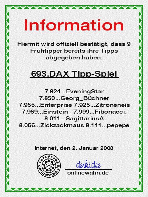 692.DAX Tipp-Spiel, Mittwoch, 02.01.08 139281